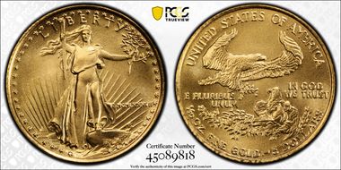 1987 $5 Gold Eagle MS70