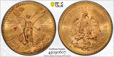 1943 (50 P) KM-482  Au MS66