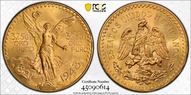 1943 (50 P) KM-482  Au MS66