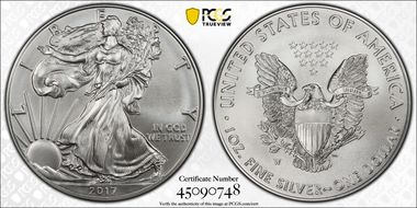 2017-W $1 Burnished Silver Eagle SP69