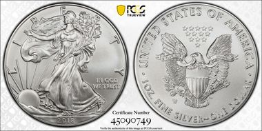 2018-W $1 Burnished Silver Eagle SP70
