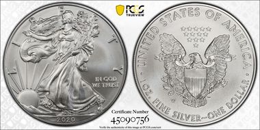 2020-W $1 Burnished Silver Eagle SP69