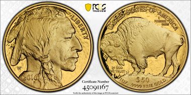 2016-W $50 Am. Buffalo 10th Anniv. .9999 Fine Gold PR69DCAM
