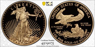 2016-W $50 Gold Eagle 30th Anniversary PR69DCAM