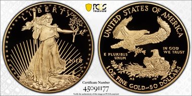 2018-W $50 Gold Eagle PR70DCAM