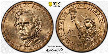 2010-P $1 Franklin Pierce Position A MS62