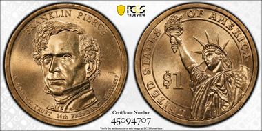 2010-P $1 Franklin Pierce Position A MS64