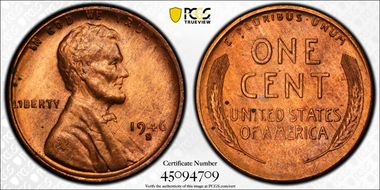 1946-S 1C Overmintmark MS65RB