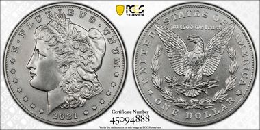 2021-S $1 Morgan Dollar 100th Anniversary MS70