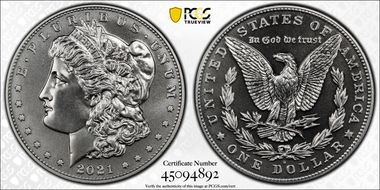 2021-D $1 Morgan Dollar 100th Anniversary MS68