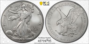 2021-W $1 Burnished Silver Eagle-Type 2 SP70