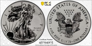 2021-W $1 Silver Eagle Rev PR - Type 1 Designer Edition PR70