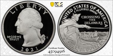 2021-S 25C Crossing the Delaware-Silver PR70DCAM