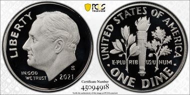 2021-S 10C Silver PR69DCAM