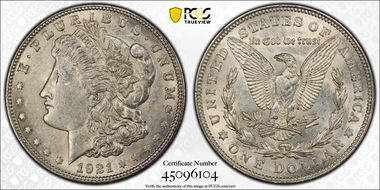 1921 $1 Morgan AU55