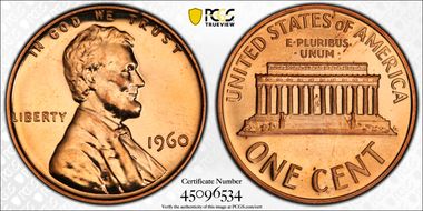 1960 1C Large Date PR67RD