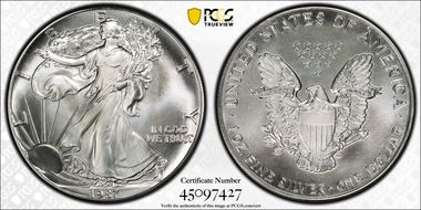 1987 $1 Silver Eagle MS70