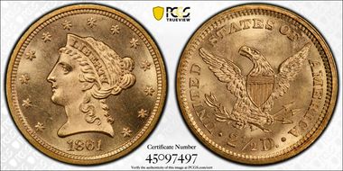 1861 $2.50 New Reverse MS65