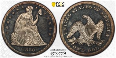 1859 $1 PR62CAM