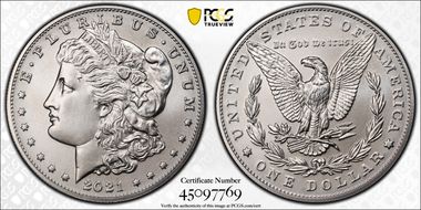 2021 $1 Morgan Dollar 100th Anniversary MS70