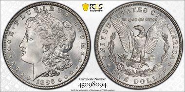 1886 $1 MS67+