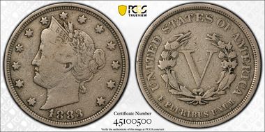1883 5C No CENTS F12