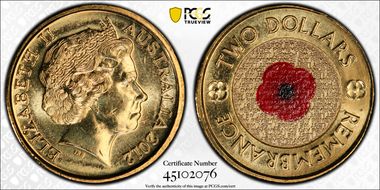 2012 $2 Remembrance Day Colorized MS65