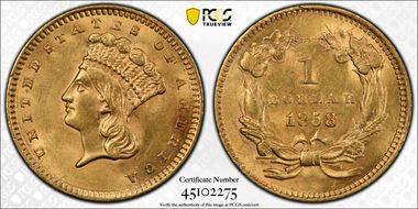 1858 G$1 MS62