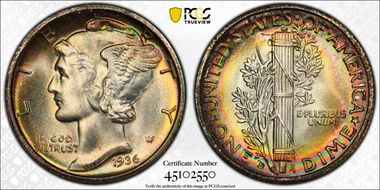 1936-D 10C MS68FB