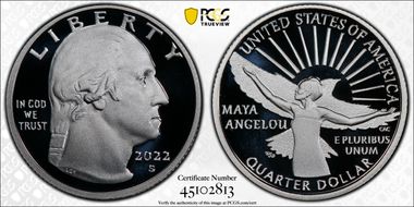 2022-S 25C Maya Angelou-Silver PR70DCAM