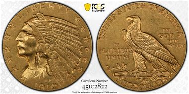 1910 $5 AU58