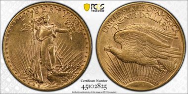 1909-D $20 AU55