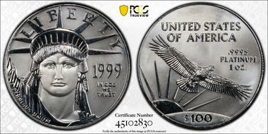 1999 $100 Statue of Liberty MS69