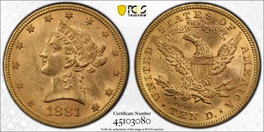 1881 $10 MS62