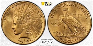 1914-D $10 MS62