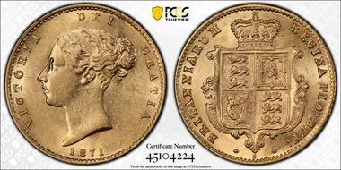 1871-S 1/2 Sov S-3862 AU58