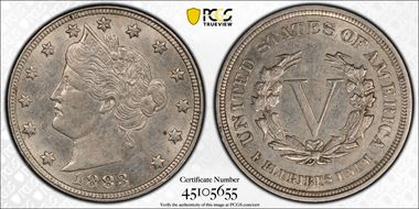 1883 5C No CENTS AU55