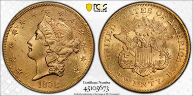 1858 $20 MS60