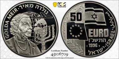 1996 € 50 Golda Mier X#19 Fantasy PR69DCAM