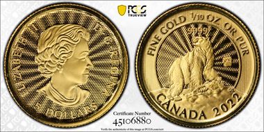 2022 $5 Majestic Polar Bear Au MS70