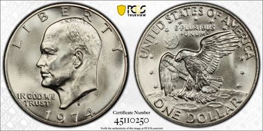 1974-S $1 Silver MS67