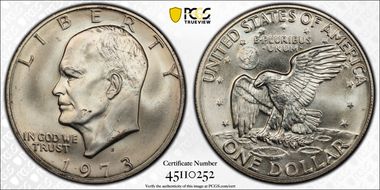 1973-S $1 Silver MS65