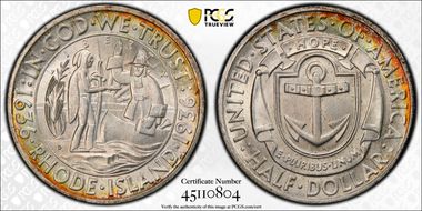 1936-D 50C Rhode Island MS67