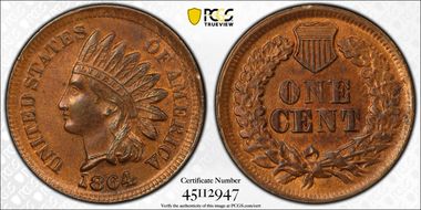 1864 1C Bronze MS62RB
