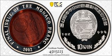 2002 10 Won Monaco Franc PR66DCAM