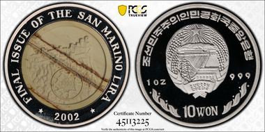 2002 10 Won San Marino Lira PR67DCAM