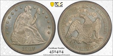 1867 $1 MS64
