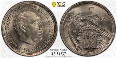 1957 5 Pta (58) MS63