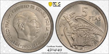 1957 5 Pta (58) MS64