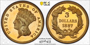 1887 $3 PR66DCAM